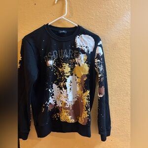 DSQUARED2 Men's Sweater in Black with Yellow and Brown Accents